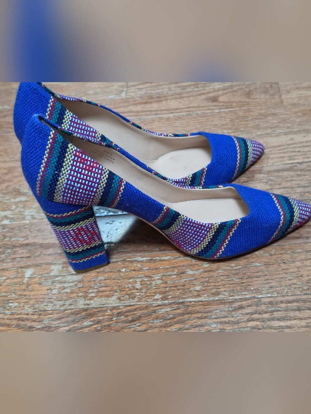 Rare! J.Crew Collection Woven Stripe Block Heel Pumps - Made in Italy, Size 8 - Picture 2 of 6